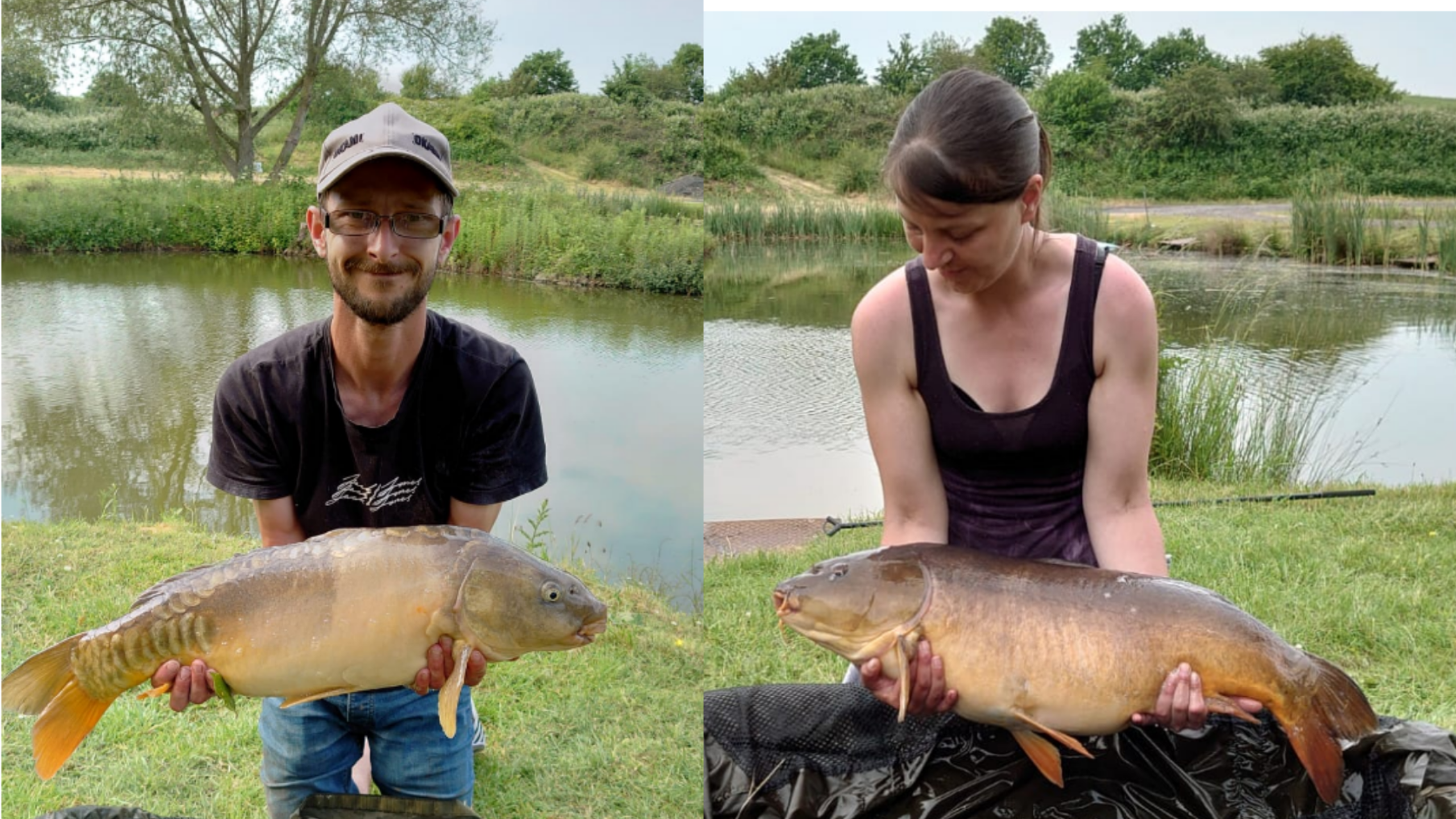 me and my partner with mirror carp